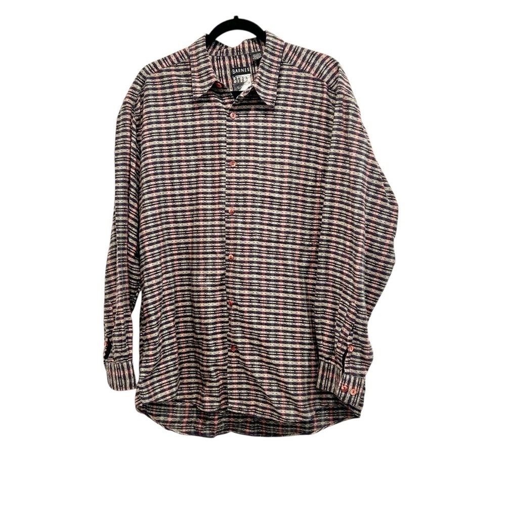 Vintage Barnes Storm Jhane Vintage Geometric Textured Button Up Shirt Size Large